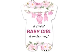 brayqu Pink Baby Clothes Baby Shower Invitations Girl, Floral a Sweet Baby Girl Is on Her Way Baby Shower Party Shaped Invitations Fill-in Baby Shower Invites (20 Invitation Cards with Envelopes)