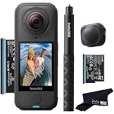 Insta360 X4 Air Essentials Bundle | Lightest 8K 360 Waterproof Action Camera for Epic Adventures, Replaceable Lenses| Bundle Includes Extra Battery, Invisible Selfie Stick, Lens Cap