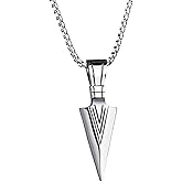 PAURO Men's Stainless Steel Jewelry Spear Point Arrowhead Pendant Necklace Multi Colors