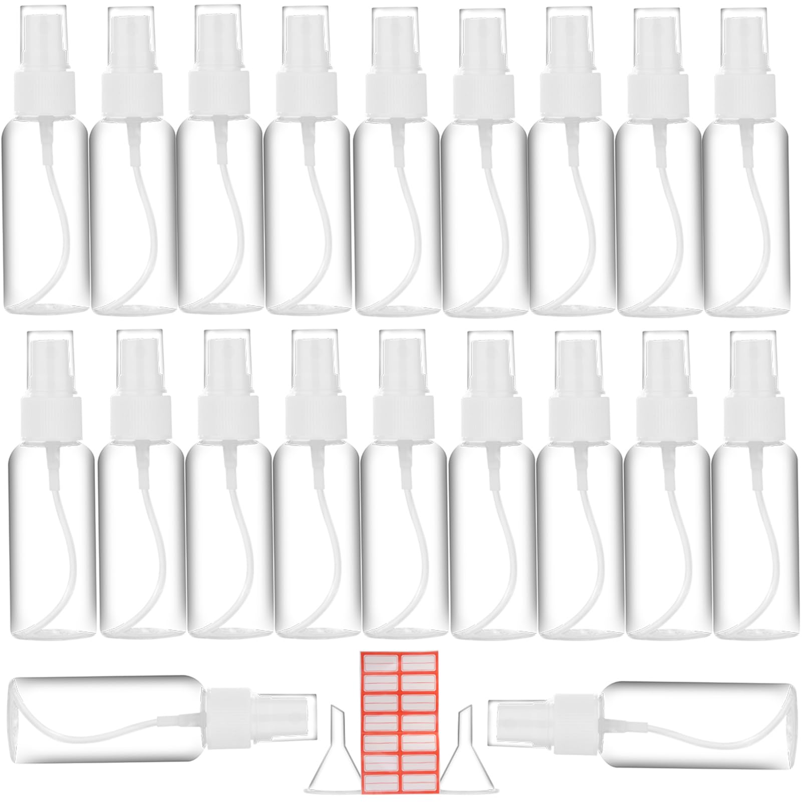Photo 1 of Spray Bottle, 2oz/50ml Small Plastic Fine Mist Spray Bottles, Mini Empty Travel Bottles with Funnels and Labels 20 Pack