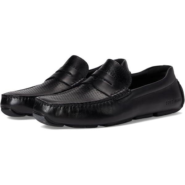 DON\'S Black Leather Men\'s Slip-On Dress Loafers Round Toe Rubber Sole Size 10 Men main image 3