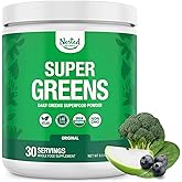 Nested Naturals Super Greens Daily Superfood Powder - Certified USDA Organic Green Powder w/20+ Whole Foods, Spirulina Powder,Wheat & Barley Grass - Probiotics, Fiber & Enzymes - Original Flavour, 30