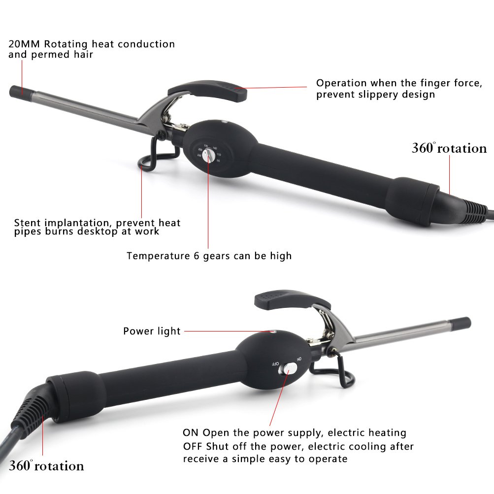 Small Barrel Curling Iron Professional Curly Irons Unisex Hair Curler, Tourmaline Ceramic Thin Curling Wand Hair Styling Tools, Temp Adjustable, Tight Curls, Heats Up Fast, Gray BLUETOP: Health & Personal Care