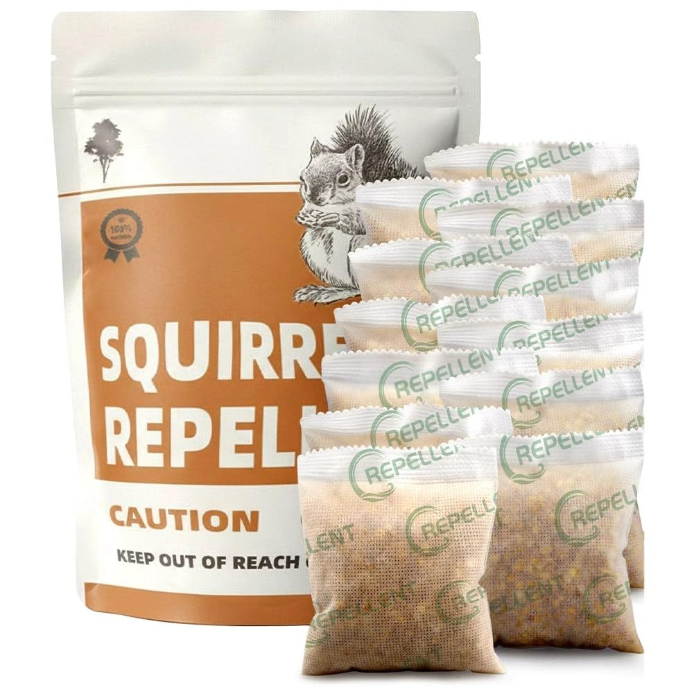 Photo 1 of Squirrel Repellent, Keep Squirrels Out of Garden, Chipmunk and Squirrel Repellent Outdoor, Squirrels Deterrent Safe for Gardens/Bird Feeders/Attic & Yard, Mint Squirrel Repellant for Plants - 12P