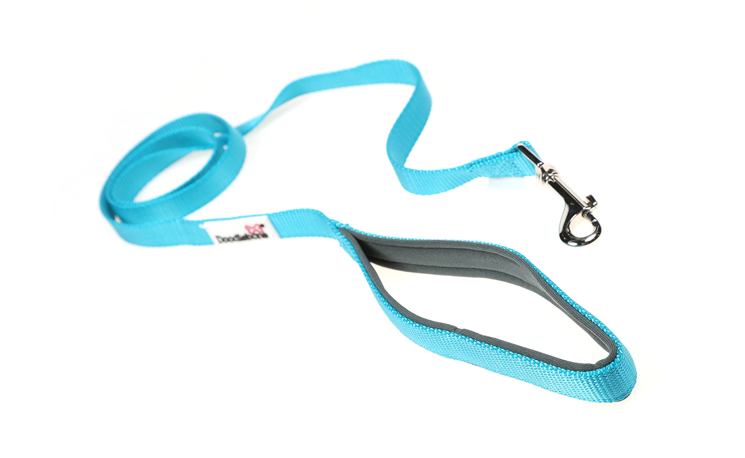 Doodlebone - Padded Dog Lead - Comfortable Dog Leash with Soft Neoprene Padded Handle, Strong Clip, 120cm Length, Machine Washable for Everyday Walks & Training - 25mm - Aqua