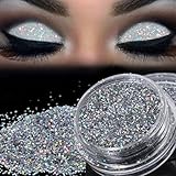 Glitter Loose Makeup Eye Shadow Dust Powder, DMZing Shimmer Metallic Eyeshadow Silver Pigment Sparkly Party Cosmetic