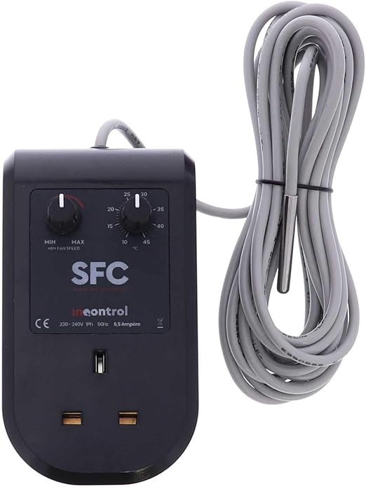 6.5 Amp Hydroponic Grow Room Extractor Fan Speed & Temperature Environment Controller with 5 m