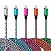 Micro USB Cable, Kakaly 5 Pack 6Ft Long Braided Nylon High Speed Fast Android USB Quick Charging Cord Compatible for Samsung Galaxy S7 Edge S6, Note 4 5, LG,Moto X, HTC, Android Tablets and More