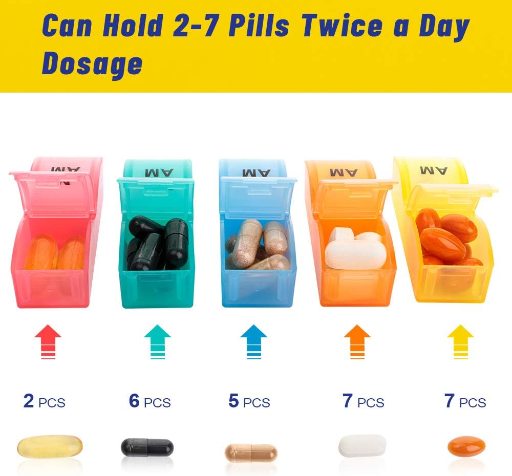 ASprink Monthly Pill Organizer 2 Times a Day, 31 Day Am Pm Pill Box Case, 1 Month 30-Day Medicine Dispenser, Easy-Open/Fill Daily Medications, Vitamins Once a Month (Small Compartment): Health & Personal Care