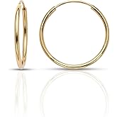 Olivia's Collection 14k Yellow Gold Mediumweight Endless Hoop Earrings (11–35mm), True 1.3mm Width, Perfect for Lobe & Upper Lobe Piercings, Unisex Design for Women, Men, and Teens