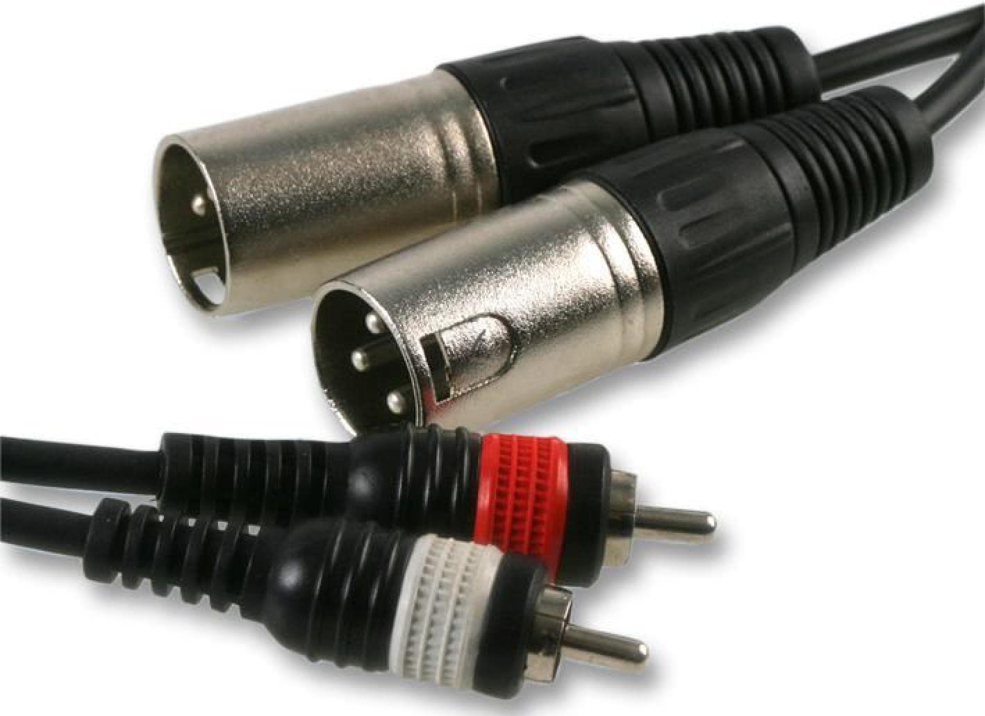 Pulse PLS00263 2x 3 Pin XLR to 2x Phono (RCA) Male to Male Lead, 1.5m, Black