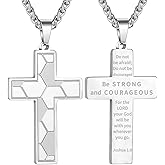 GLITTO Soccer Cross Necklace for Boys Men Stainless Steel Bible Verse Pendant with20+2 Inch First Communion Baptism Religious Sports Jewelry Gift