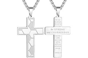 GLITTO Soccer Cross Necklace for Boys Men Stainless Steel Bible Verse Pendant with 20+2Inch Chain First Communion Baptism Religious Sports Jewelry Gift