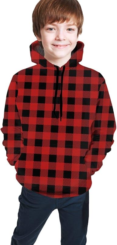 red and black check hooded shirt