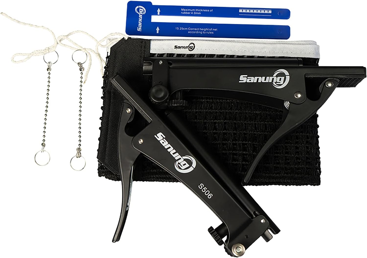 Sanung S506 Table Tennis Net and Post Set, Foldable Ping Pong Screw On Clamp Net Adjustable Post Set with Bead Chains Measuring Net Ruler for Any Standard Table Easy to Set up : Sports & Outdoors