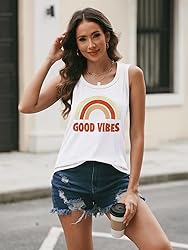AUTOMET Womens Loose Fit Casual Flowy Tank Tops