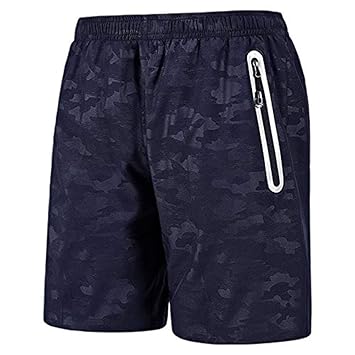 CHYU Sporthose Kurz Herren Soft Comfort Schnelltrocknend mit Reißverschlusstasche Sport Shorts Jogginghos