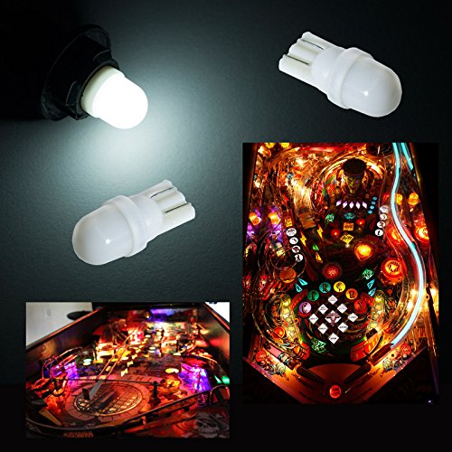 PA 10PCS #44 #47 #1893 #756 #1847 T10 w5w 2 SMD 2835 LED Wedge Pinball Machine Light Top View Bulb 6.3VDC (White)