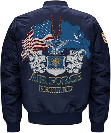 Amazon Com U S Air Force Retired Ma 1 Flight Embroidered Bomber Jacket Clothing