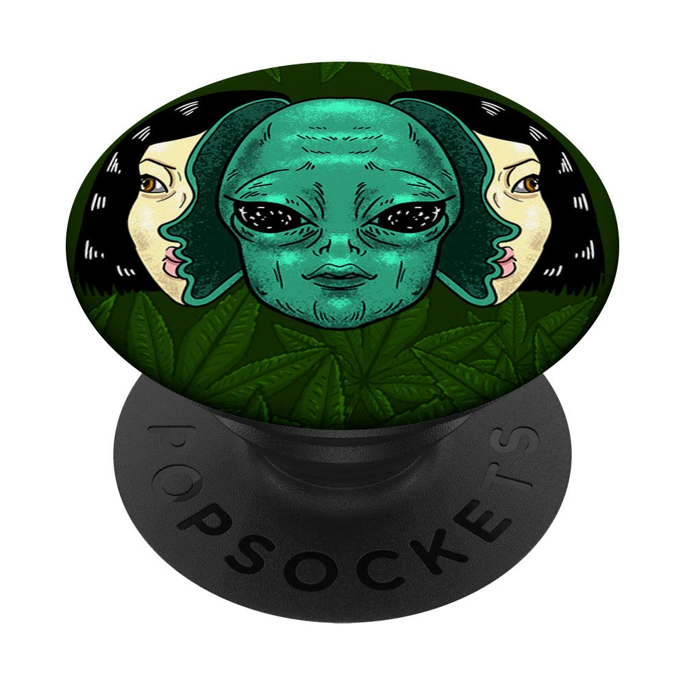 Alien Woman Mask Weed 420 Smoking Smoker Stoner Pot THC Gift PopSockets PopGrip: Swappable Grip for Phones & Tablets