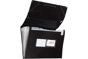 JAM PAPER Accordion Folders - 13 Pocket Plastic Expanding File - Legal Size - 254 x 381 mm (10" x 15") - Black - Sold Individ