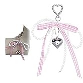 Jamortty Pearl Bow Keychain Cute Y2k Lace Bowknot Keychain Coquette Aesthetic Accessories Bag Purse Handbag Backpack Charm