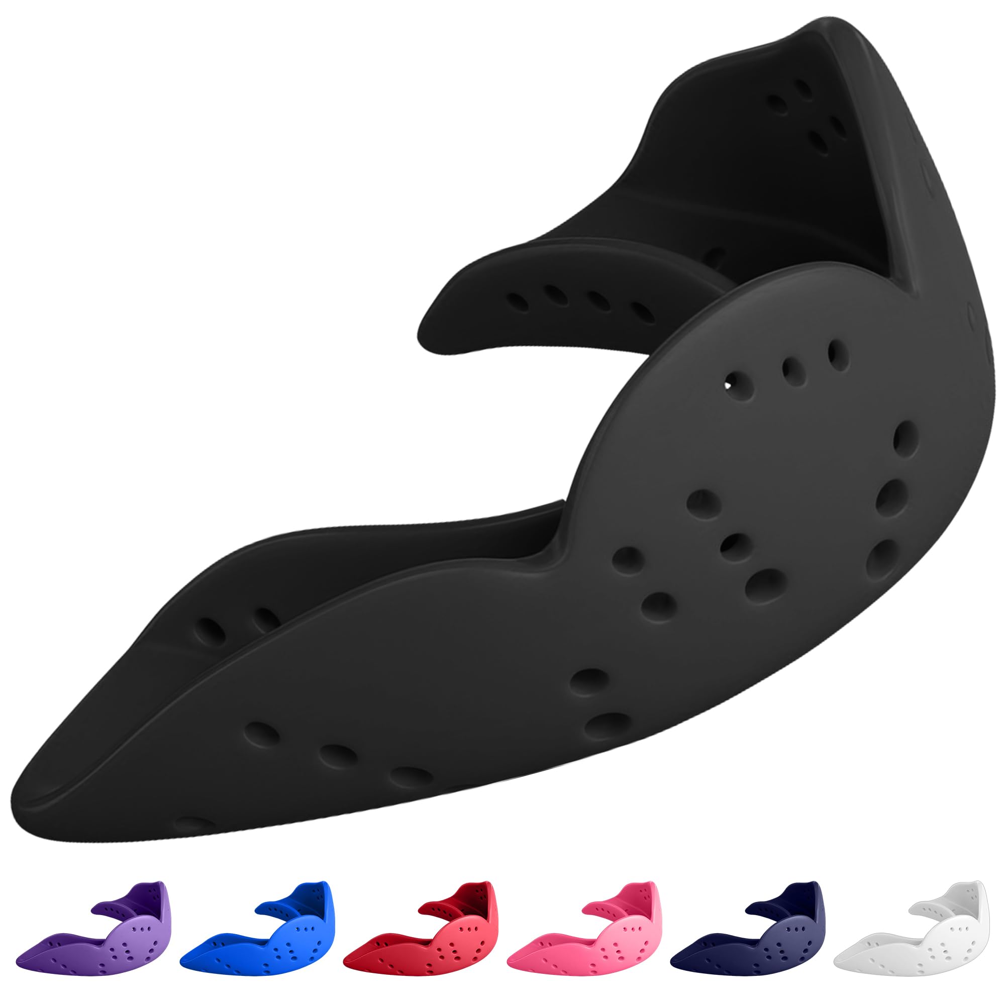 SISU Mouth Guard Aero - Charcoal Black - Ultra Slim Gumshield for Adults & Kids - Custom Fit Rugby Gum Shield- A Remouldable Sports Mouthguard for Boxing, MMA, Hockey - Large (Over 6' Tall)