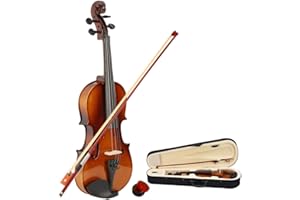 MYTUNES 1/2 Violin Natural Solid Wood Satin Acoustic Violin Starter Kit with Case, Bow, Rosin for Kids Beginners Students (1/2,Natural)
