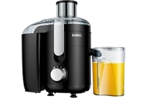 Juicer with Titanium Enhanced Cut Disc, GDOR Dual Speeds Centrifugal Extractor Machines with 2.5" Feed Chute, for Fruits and Veggies, Anti-Drip, Includes Cleaning Brush, BPA-Free, Black