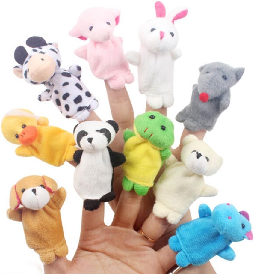 Baby Kids 10pcs Play Game Learn Animal Dolls Finger Puppets Velvet Toys (18-2...