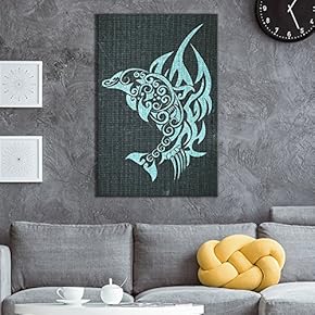 Canvas Wall Art - Fish Pattern on Vintage Background - Giclee Print Gallery Wrap Modern Home Art Ready to Hang - 12x18 inches