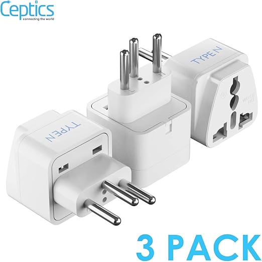 Ceptics Brazil Travel Plug Adapter (Type N) 3 Pack [Grounded