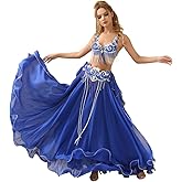 ROYAL SMEELA Belly Dance Costume Set for Women Belly Dance Bra and Belt Chiffon Dancing Skirts Professional Outfit 3pcs