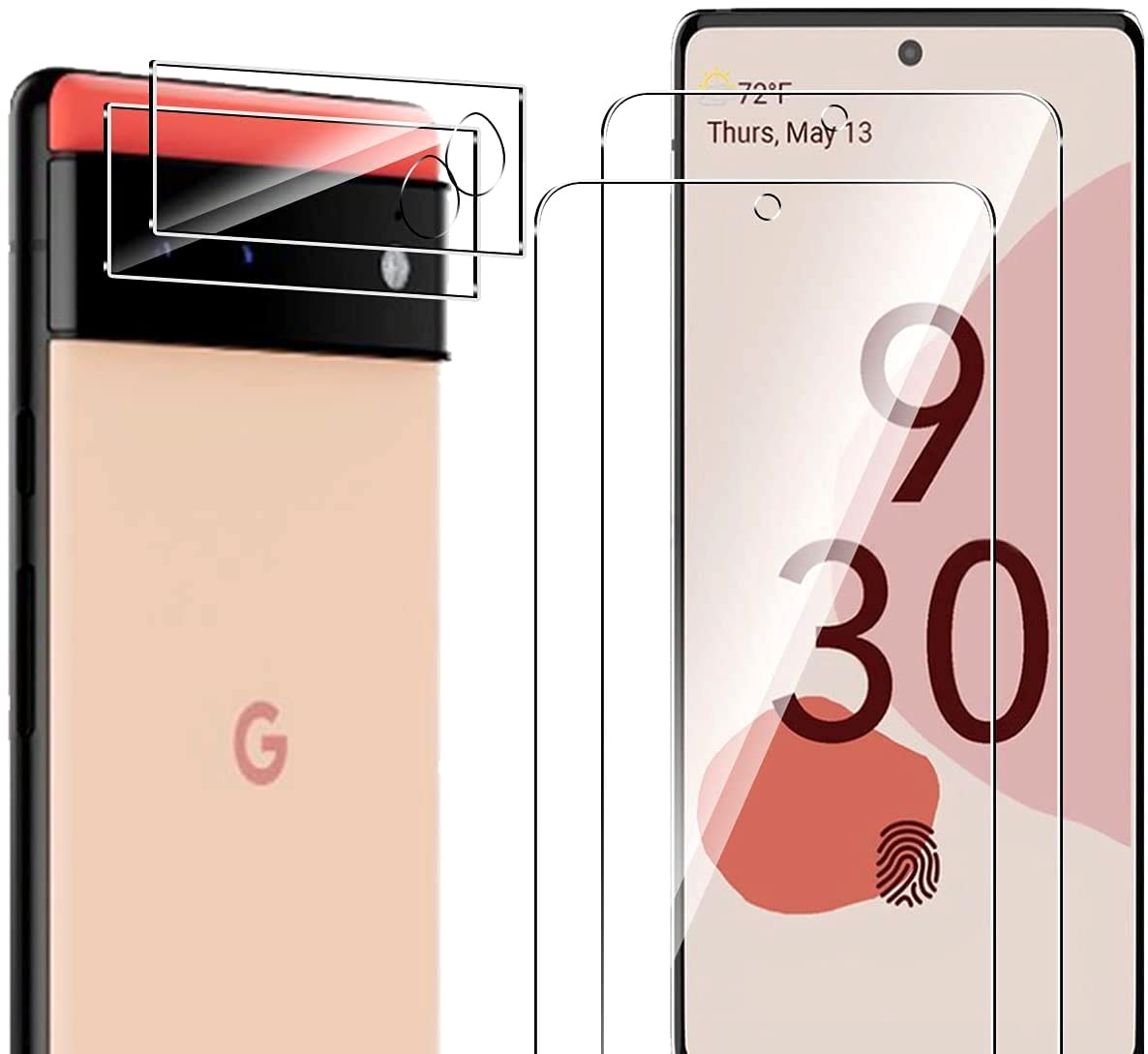 [2 Pack] Screen Protector Compatible with Google Pixel 6-6.4 inch, Tempered Glass for New Google Pixel 6-2 Pack Camera Lens Protector, Case Friendly, 9H Hardness