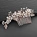 Mariell Handmade Brushed Rose Gold and Ivory Pearl Wedding Comb - Crystal Jeweled Bridal Hair Accessory