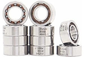 FUSHIBEARING R188 Open Deep Groove Ball Bearing, 1/4" mmx1/2 mmx3/16 mm Fidget Spinner Bearing with Nylon Caged (10 PCS)