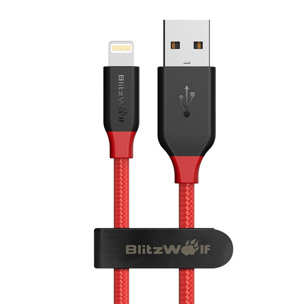 Lightning Cable Braided【Apple MFI Certified】, BlitzWolf 1.8m Lightning Charger Nylon Apple Charger with velcro strap for iPhone 6S Plus 6 Plus 7 Plus 5 5S 5C SE, iPad Pro Air, iPad Mini 2 3 4, iPod(Red & Black)