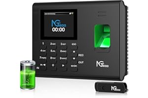 NGTeco APP-Based Time Clock, 2.4GHz WiFi Fingerprint Time Clocks for Employees Small Business, Office Clock in & Out Machine with iOS&Android, No Monthly Fee