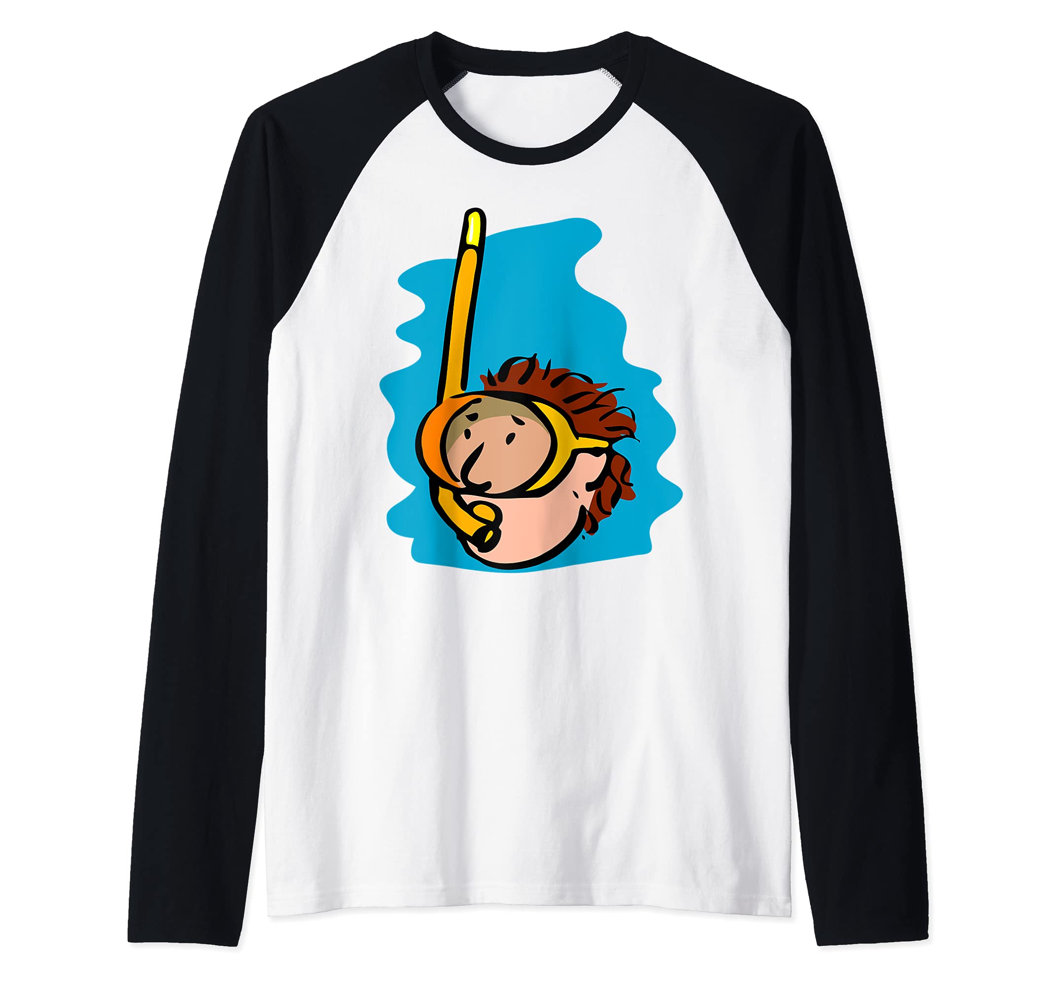 Snorkeling Cartoon Raglan Baseball Tee