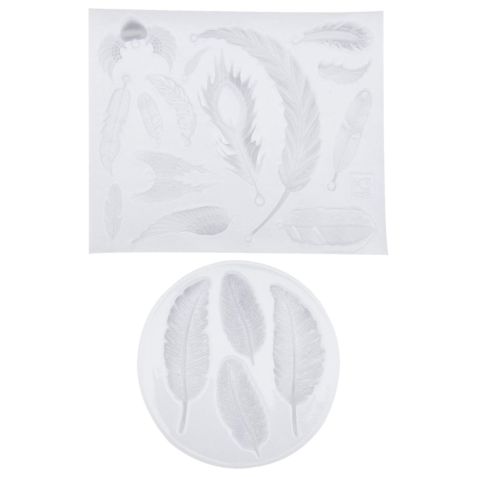 YINETTECH 2Pcs Feather Silicone Moulds Retro Feather Silicone Mould with Different Shape Creative Silicone Mould with Feather Pattern DIY Tools for Decoration Making