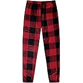 Verdusa Women's Buffalo Plaid Print Fuzzy Pajama Pants Loungewear Sleep Pants