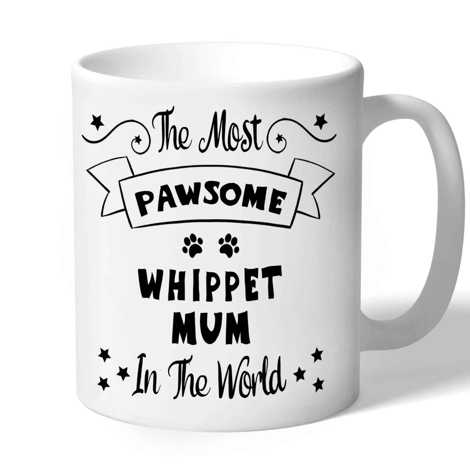Whippet Mum Mug Gift Pawsome (Black Print) Dog Lover Owner Birthday for Her Women Present