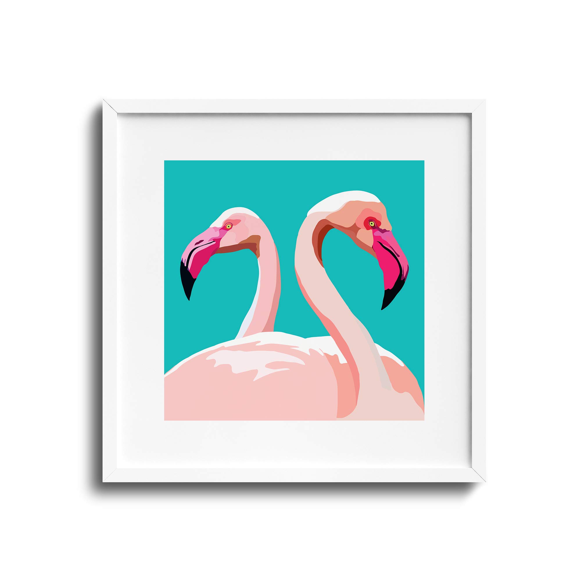 Tall Boy Wall Art Print From Emily Brooks | Contemporary Animals Collection | Wall Décor, Wall Art for Living Room, Office, Bedroom | Print Only | 30cm x 30cm | Made in the UK (Flamingos)
