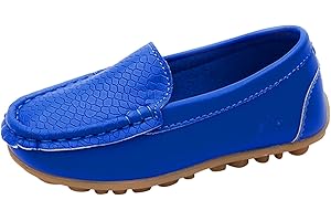 Kids Leather Loafers Non Slip Lightweight Closed Toe Loafers Boys Girls Ankle Casual No Lace Sneakers Flat Shoes