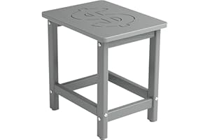 BIVODA 16.6'' HDPE Outdoor Side Table, All-Weather Small Outdoor Table for Adirondack, Patio, Porch, Balcony, Poolside (Grey)
