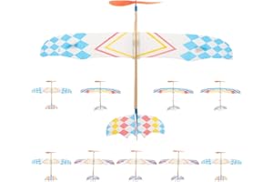 Toyvian 10Pcs Rubberband Powered Airplane Kits Flying Glider Planes Toys Windup Flying Copter Toys Handout Glider Model Kids Party Favors