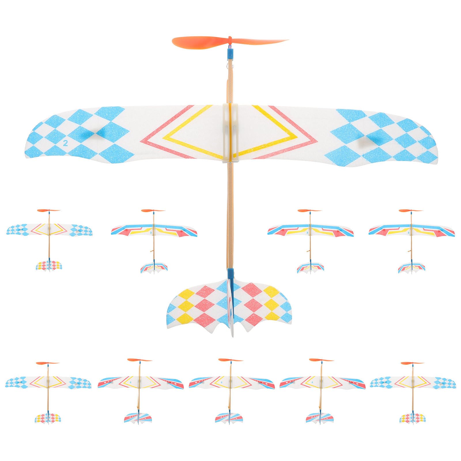 Alipis Rubber Band Powered Airplane Model 10Pcs Jetstream Balsa Wood Glider Plane Toys for Kids Boys Girls Indoor Outdoor Sports Garden Yard Playing (Random color)
