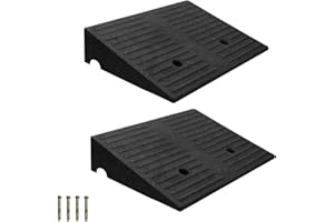 VACALLITY Curb Ramps for Driveway 4" Rise Height 2 Pack Heavy Duty Rubber Threshold Ramp, Portable Driveway Ramps for Cars Wheelchairs Motorcycle Scooter Lawn Mower, 7000lbs Load Capacity