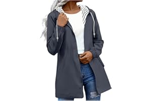 Raincoat for Women Waterproof Rain Jackets with Hood Outdoor Striped Lined Travel Jacket Lightweight Windbreaker Coats