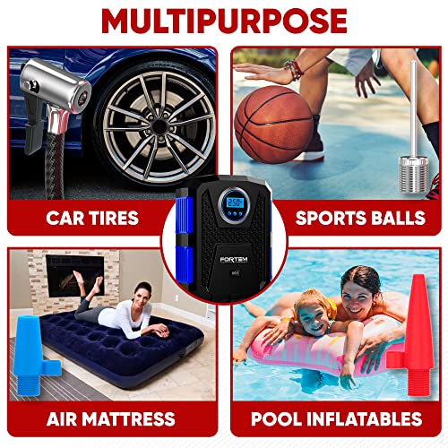 FORTEM Tire Inflator Portable Air Compressor 150 PSI, Bike Pump, 12V